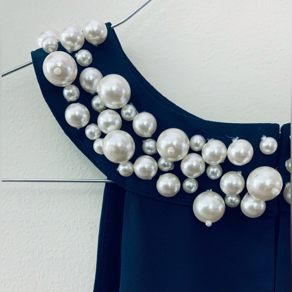 Lilly Pulitzer Shawn Top Pearl Beaded Collar Sleeveless Blouse Women's Size XS - Picture 7 of 9